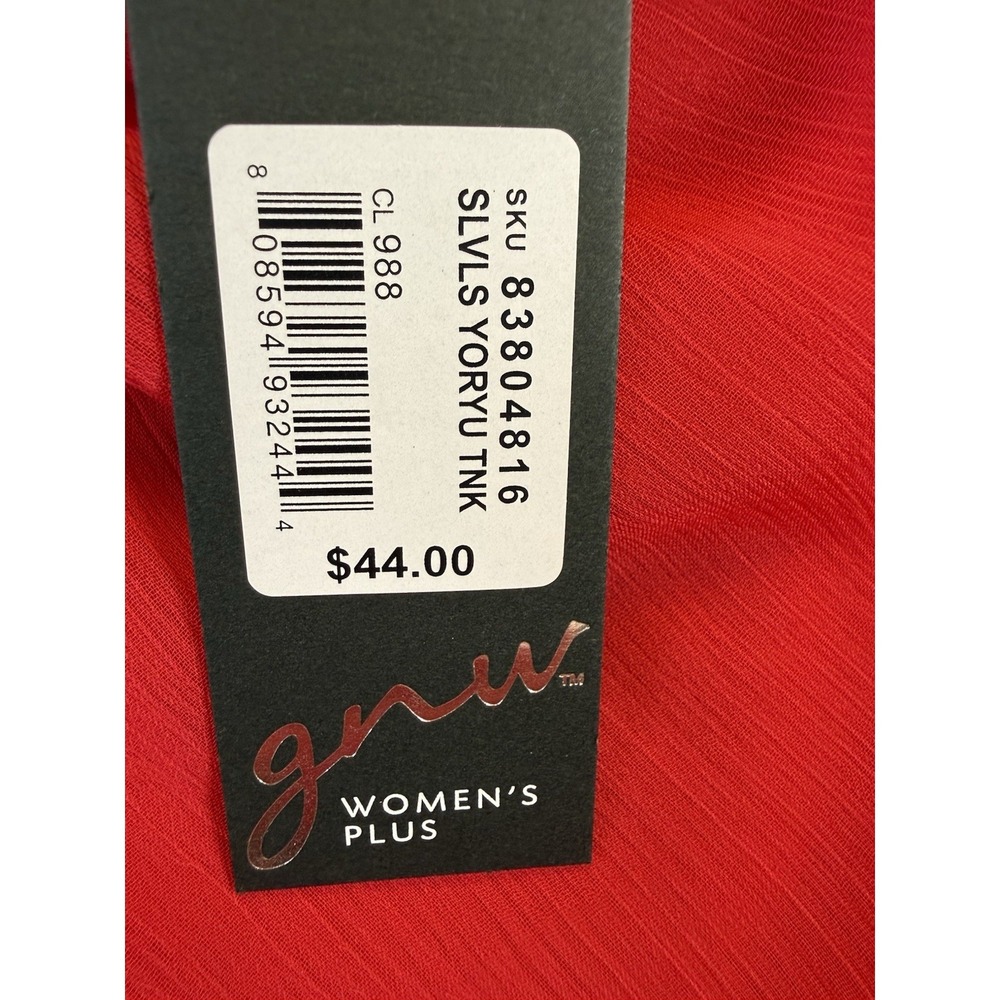 Womens Plus 1X Red Sheer Sleeveless Blouse NWT Layered Dressy Top - Picture 4 of 6